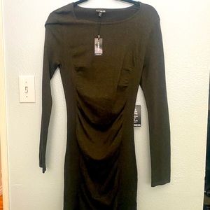 Express Brand - Olive Color - Ruched Dress - M